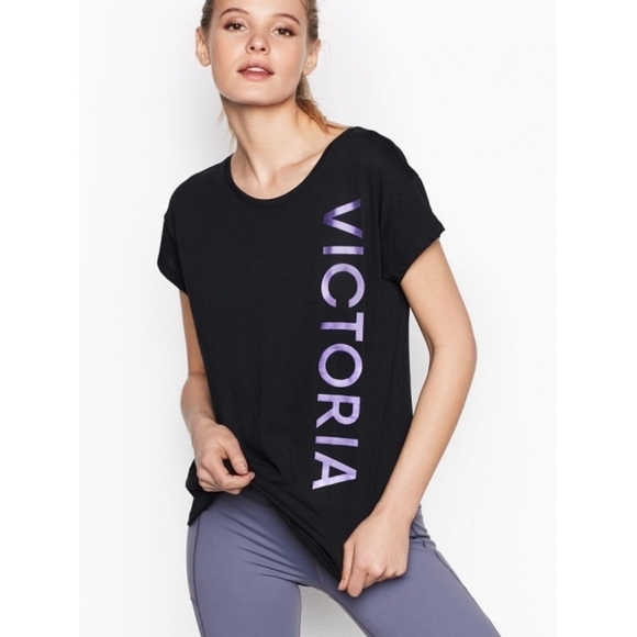 Victorias Secret open back black metallic purple top size small - Picture 1 of 8